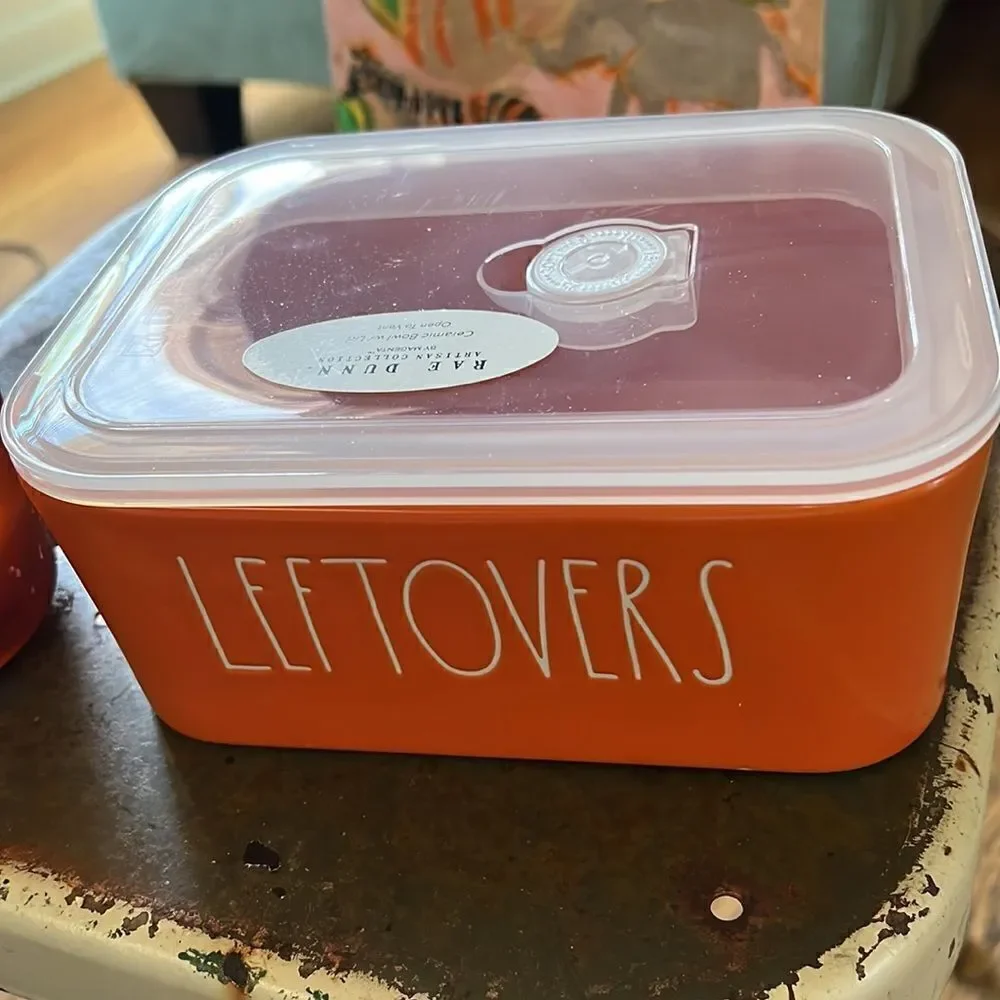 Rae Dunn Ceramic Bowl w/ Lid THANKFUL FOR LEFTOVERS